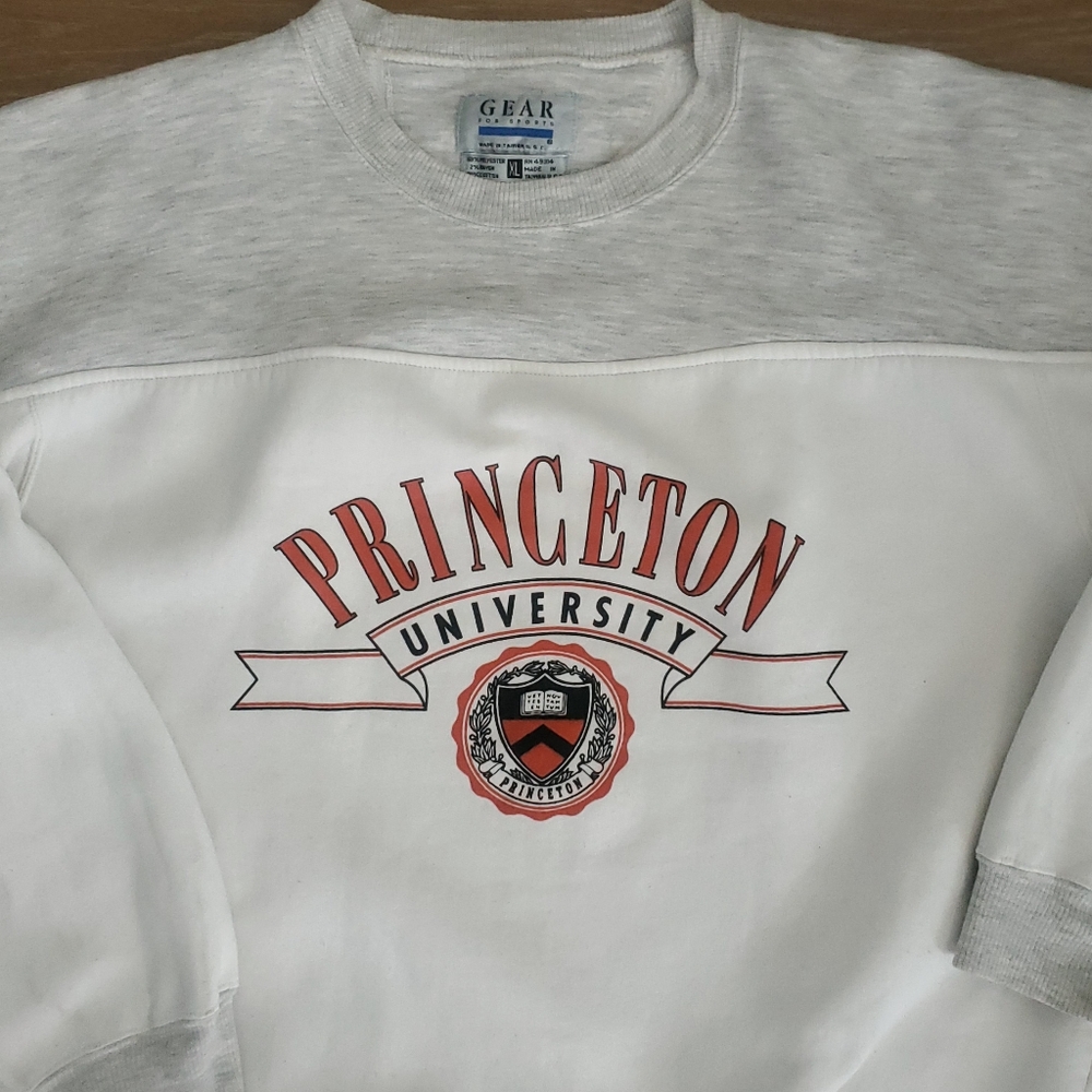 VINTAGE Princeton Sweatshirt Men's XL Gray Gear For Sports Pullover Crewneck